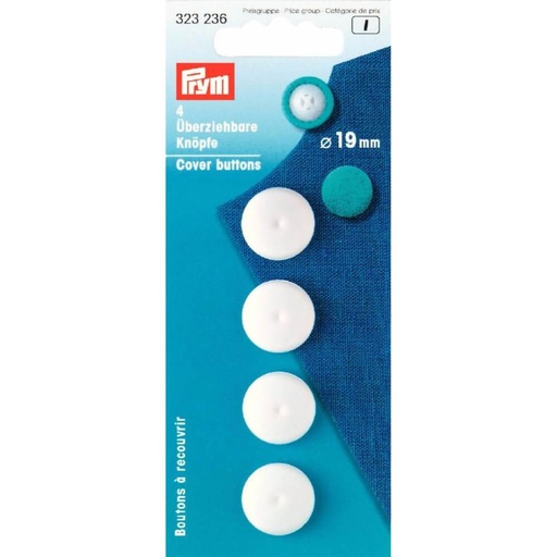 [323236] Prym Stofknopen kunststof 19mm wit - 4st