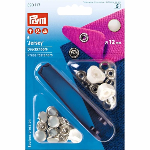 [390117] Prym Naaivrijdrukknoop jersey kap parel 12mm - 6st