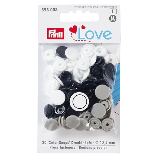 [393008] Prym Love drukknopen 12,4mm marine-grijs - 3x30st