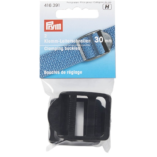 [416391] Prym Regelbare klemgespen kunststof 30mm zwart - 2st