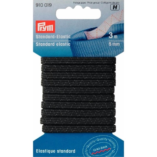 [910019] Prym Standaard elastiek 5mm zwart - 3m