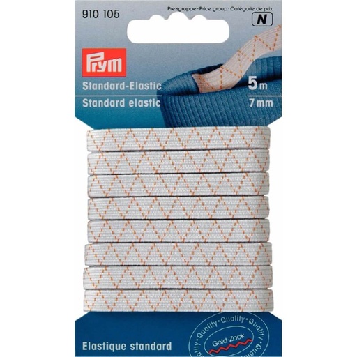 [910105] Prym Standaard elastiek 7mm wit - 5m