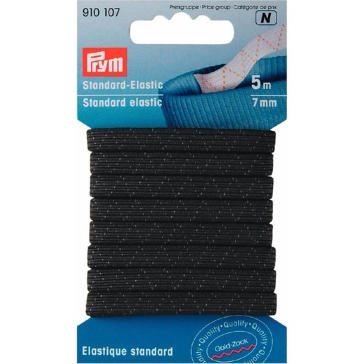 [910107] Prym Standaard elastiek 7mm zwart - 5m