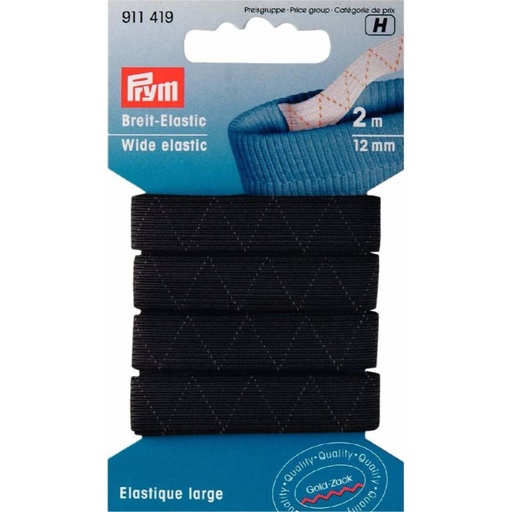 [911419] Prym Standaard elastiek 12mm zwart - 2m