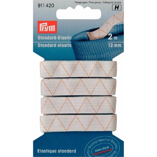 [911420] Prym Standaard elastiek 12mm wit - 2m