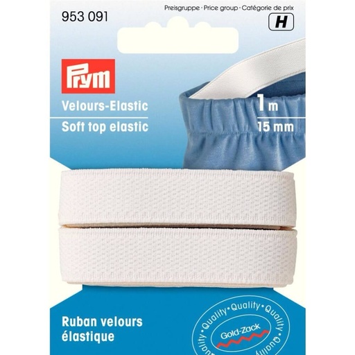 [953091] Prym Veloursbandelastiek 15mm wit - 1m