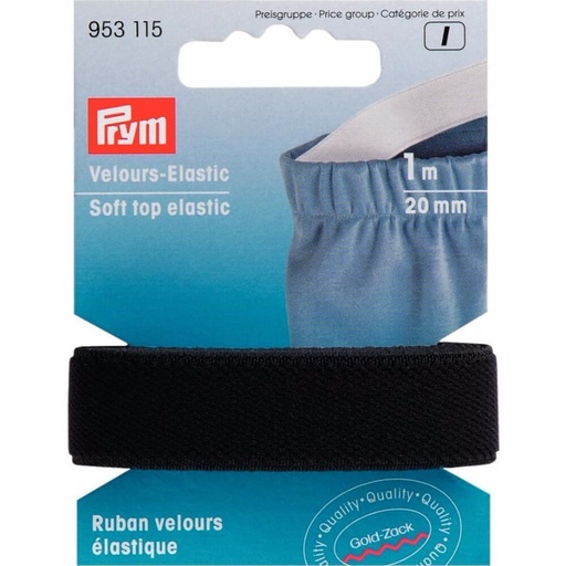 [953115] Prym Veloursbandelastiek 20mm zwart - 1m