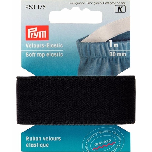 [953175] Prym Veloursbandelastiek 30mm zwart - 1m