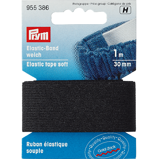 [955386] Prym Band elastiek zacht 30mm zwart - 1m