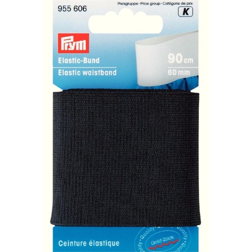 [955606] Prym Taille elastiek 60mm zwart - 0,9m