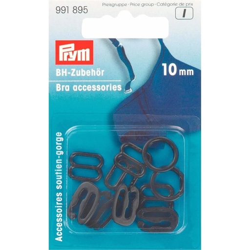 [991895] Prym BH-accessoires kunststof 10mm zwart - 10st