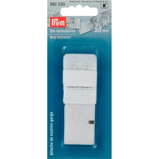 [992030] Prym BH-sluiting 2 sluitstanden 30mm wit - 