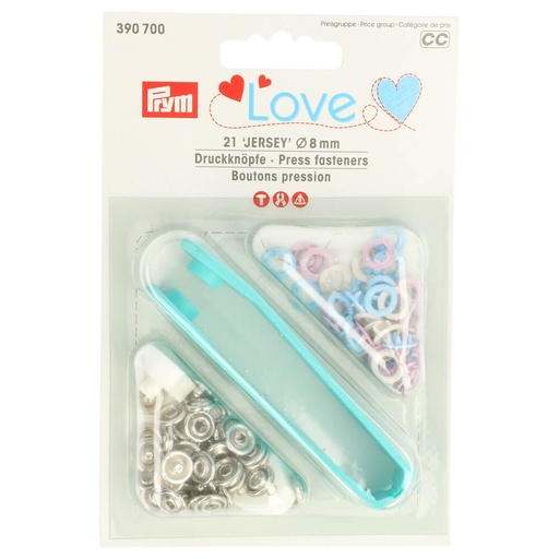 [390700] Prym Love drukknopen jersey 8mm roze-blauw-parel - 21st