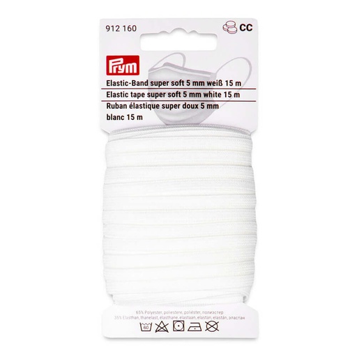 [912160] Prym Band elastiek super zacht 5mm wit - 10x15m