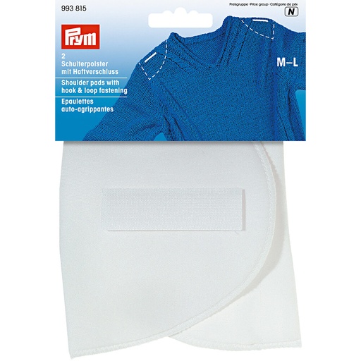 [993815] Prym Schoudervulling klittenband halve maan M-L wit - 2st