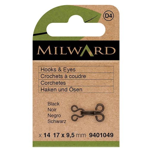 [MG9401049] Milward Haken en ogen nr.3 zwart - 14st