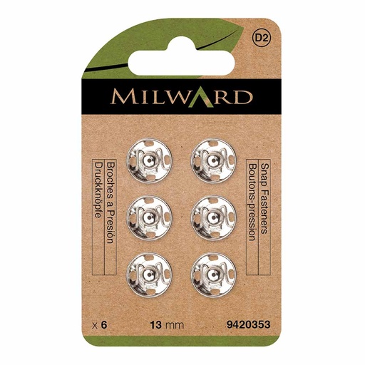 [MG9420353] Milward Drukknopen 13mm nikkel - 6st