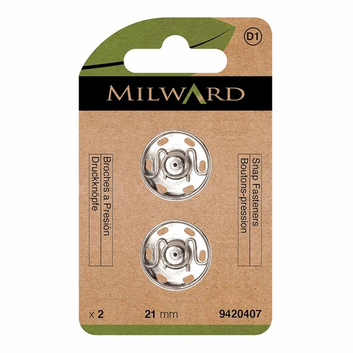 [MG9420407] Milward Drukknopen 21mm nikkel - 2st