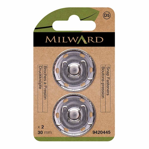 [MG9420445] Milward Drukknopen 30mm nikkel - 2st