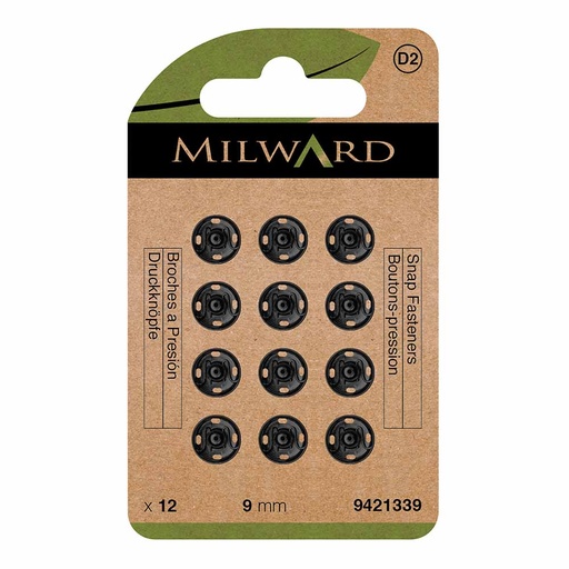 [MG9421339] Milward Drukknopen 9mm zwart - 12st