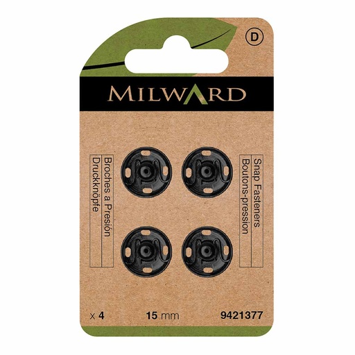 [MG9421377] Milward Drukknopen 15mm zwart - 4st