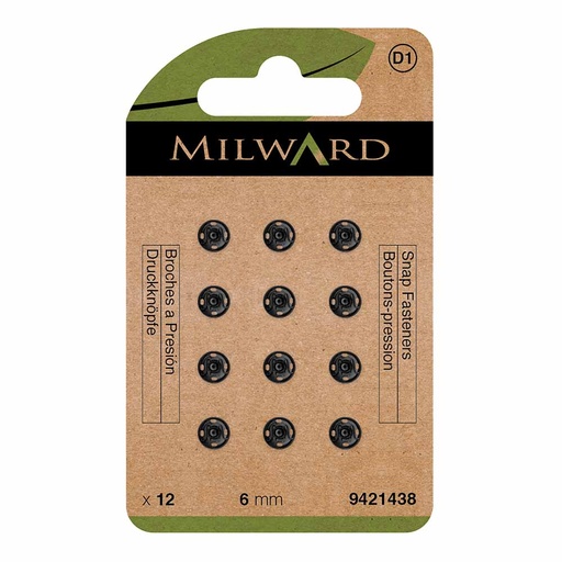 [MG9421438] Milward Drukknopen 6mm zwart - 12st