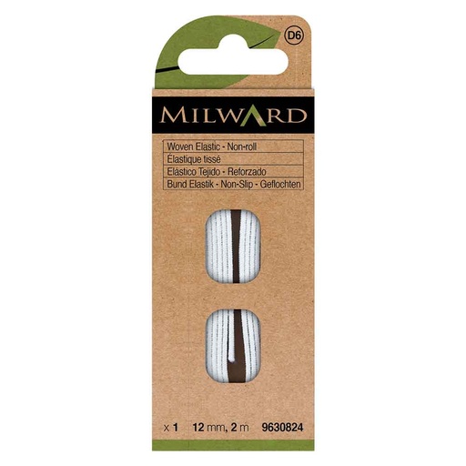 [MG9630824] Milward Niet-oprollend elastiek wit 12mm - 2m