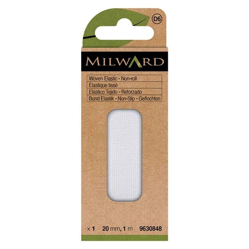 [MG9630848] Milward Niet-oprollend elastiek wit 20mm 1m