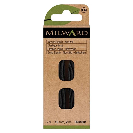 [MG9631831] Milward Niet-oprollend elastiek zwart 12mm 2m