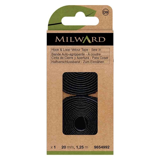 [MG9654992] Milward Klittenband naaibaar zwart 20mm - 1,25m