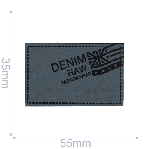 [63973-01] Skai-leren label denim raw 55x35mm- 01