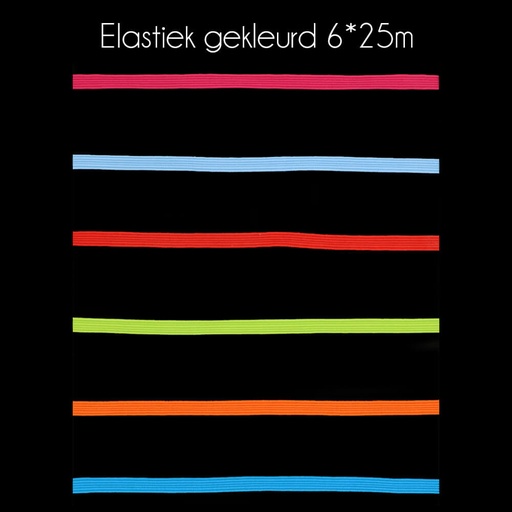 [89869] Elastiek gekleurd 6 x 25 meter