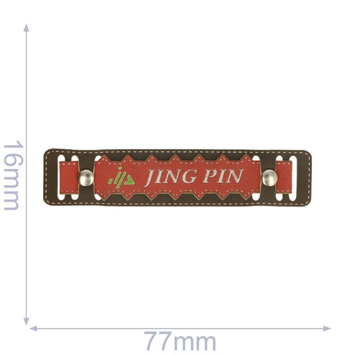 [102-07] Label jing pin 77x16mm bruin-rood - 5st