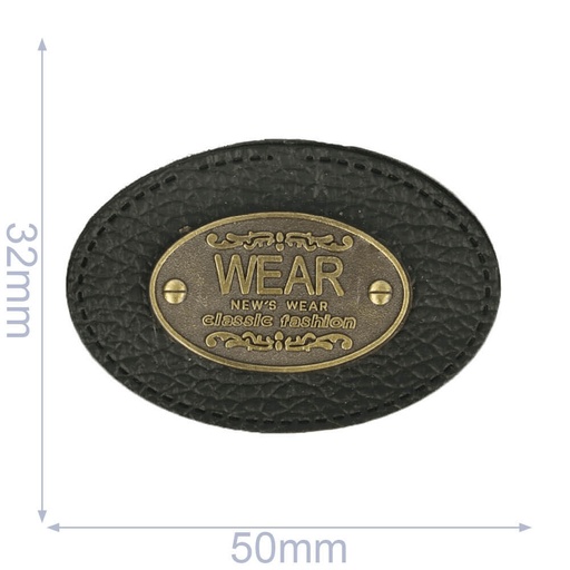 [102-96] Label ovaal wear 50x32mm zwart - 5st