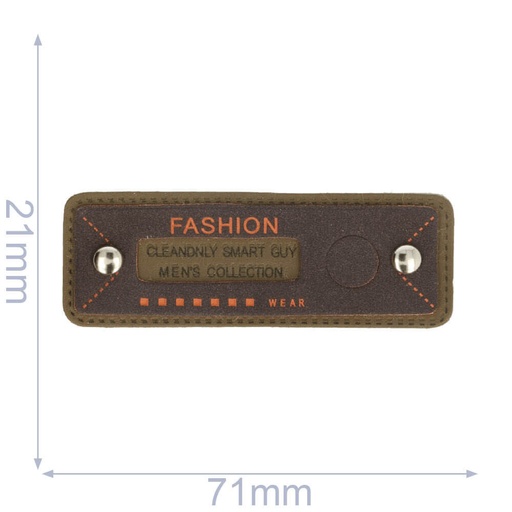 [102-02] Label fashion 71x21mm bruin-oranje - 5st