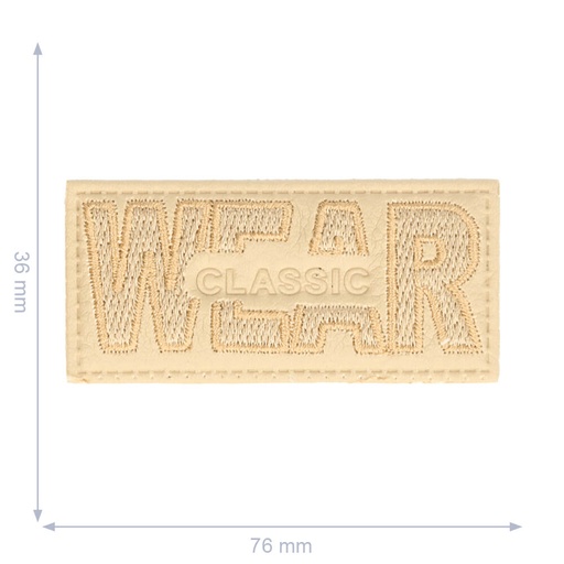 [102-100] Label wear claszilverc 76x36mm beige - 5st