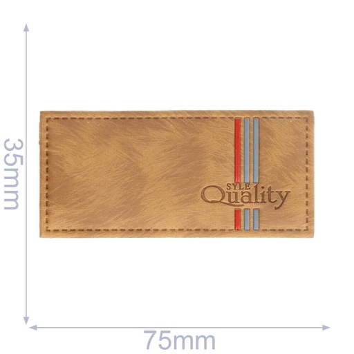 [102-41] Label syle quality 75x35mm bruin - 5st