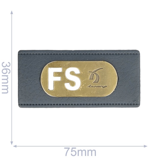 [102-99] Label FS 75x36mm blauw-goudud - 5st