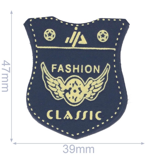 [102-135] Label fashion claszilverc schild 39x47mm blauw - 5st