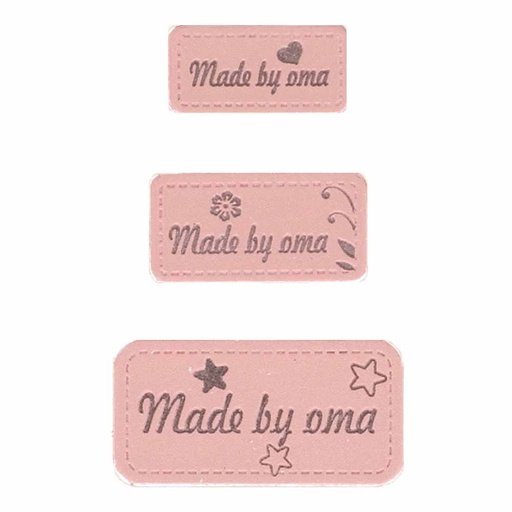 [69654-04] Opry Skai-leren labels made by oma roze - 5x3st