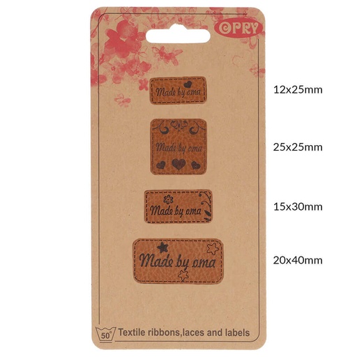 [69650-02] Opry Skai-leren labels made by oma - 5x4st
