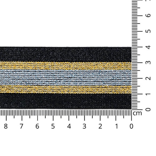 [65754] Elastiek gestreept goudud-zilver lurex 40mm