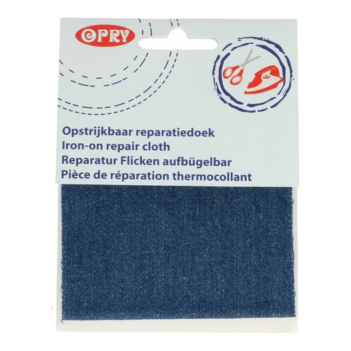 [1027404] Opry Reparatiedoek jeans opstrijkbaar 10x40cm m.blauw